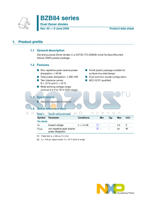 BZB84 datasheet - Dual Zener diodes