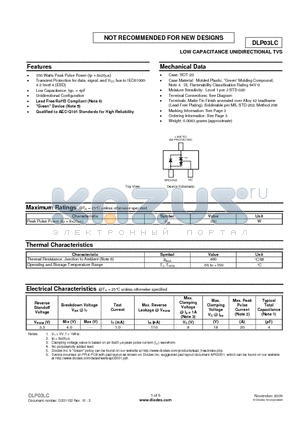 DLP03LC datasheet - LOW CAPACITANCE UNIDIRECTIONAL TVS