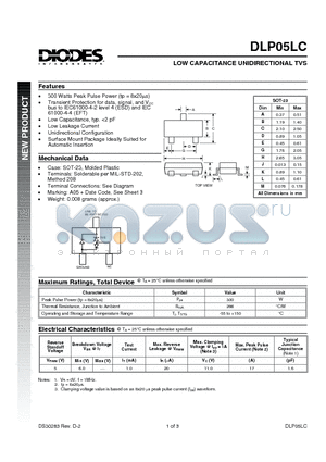 DLP05LC datasheet - LOW CAPACITANCE UNIDIRECTIONAL TVS