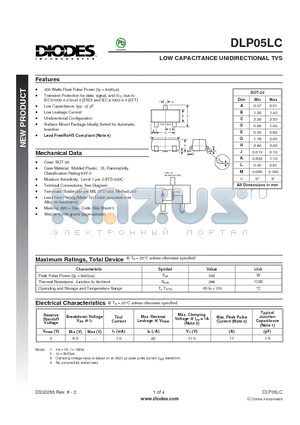 DLP05LC datasheet - LOW CAPACITANCE UNIDIRECTIONAL TVS