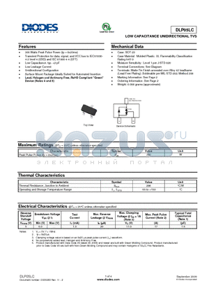 DLP05LC datasheet - LOW CAPACITANCE UNIDIRECTIONAL TVS