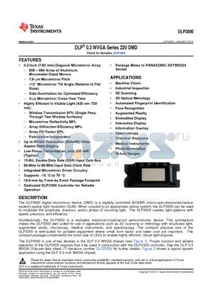 DLP3000 datasheet - DLP^ 0.3 WVGA Series 220 DMD