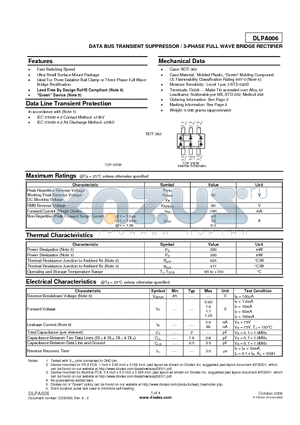 DLPA006 datasheet - DATA BUS TRANSIENT SUPPRESSOR / 3-PHASE FULL WAVE BRIDGE RECTIFIER