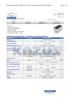 550-12.0M3DN-TP2 datasheet - HCMOS / TTL