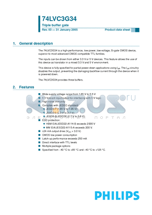 74LVC3G34GT datasheet - Triple buffer gate