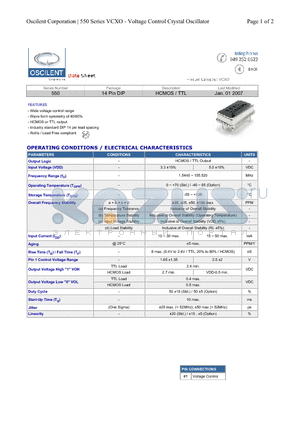 550-12.0M3GN-TP1 datasheet - HCMOS / TTL