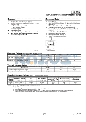 DLPT05-7-F datasheet - SURFACE MOUNT DATALINE PROTECTION DEVICE