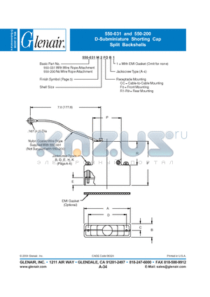 550-200M2 datasheet - D-Subminiature Shorting Cap Split Backshells