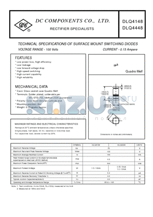 DLQ4148 datasheet - TECHNICAL SPECIFICATIONS OF SURFACE MOUNT SWITCHING DIODES