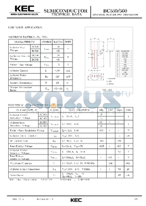 BC560 datasheet - EPITAXIAL PLANAR PNP TRANSISTOR (LOW NOISE)