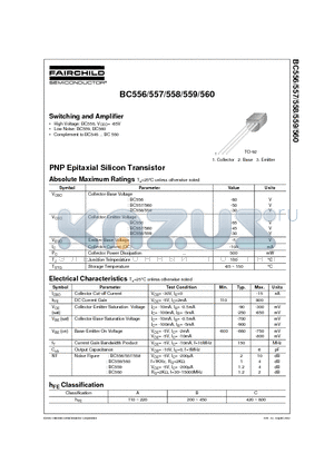 BC560 datasheet - Switching and Amplifier