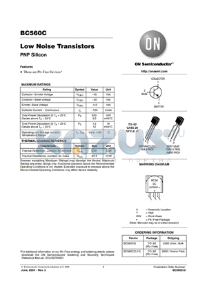 BC560C datasheet - Low Noise Transistors