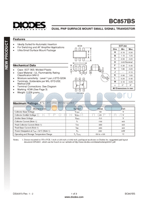 BC587BS datasheet - DUAL PNP SURFACE MOUNT SMALL SIGNAL TRANSISTOR