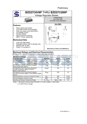 BZD27C100P datasheet - Voltage Regulator Diodes