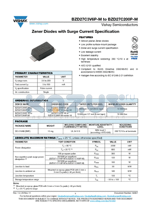 BZD27C10P-M datasheet - Zener Diodes with Surge Current Specification