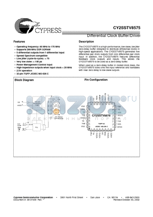 CY2SSTV8575 datasheet - Differential Clock Buffer/Driver