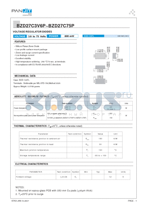 BZD27C12P datasheet - VOLTAGE REGULATOR DIODES