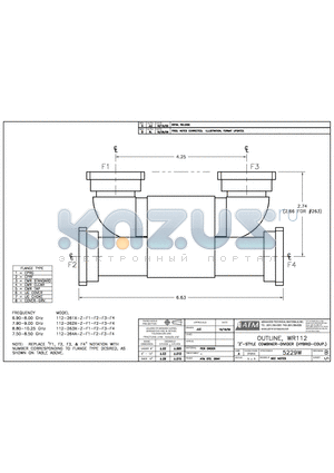 112-2611-Z-F1-F2-F3-F4 datasheet - OUTLINE, WR112 Z-STYLE COMBINER-DIVIDER (HYBRID-COUP.)