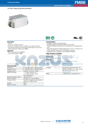 5500.2068 datasheet - AC Filter 2-Stage, Broad Band Attenuation