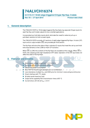 74LVCH16374DGG datasheet - 2.5 V/3.3 V 16-bit edge-triggered D-type flip-flop; 3-state