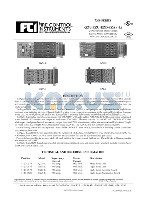 1120-0576 datasheet - Quad Zone Unit Eight Zone Unit Eight Zone Daughter Board Eight Zone Annunciator Board