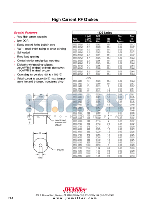 1120-152K datasheet - HIGH CURRENT RF CHOKES