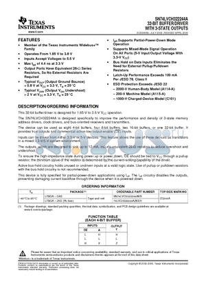 74LVCH322244AZKER datasheet - 32-BIT BUFFER/DRIVER WITH 3-STATE OUTPUTS