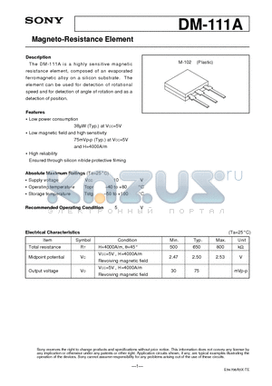 DM-111A datasheet - Magneto-Resistance Element