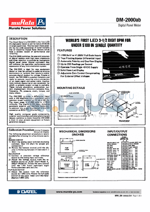 DM-2000AB datasheet - Digital Panel Meter