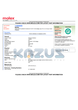 1120000005 datasheet - applicom PCU2000ETH Ethernet TCP/IP 10/100 Mbps card, PCI 3.3/ 5V bus, RoHS compliant