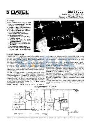 DM-3100L datasheet - Low Cost, 3 1/2 Digit, LED Display in Short Depth Case