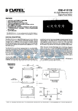DM-4101N datasheet - 4 1/2 Digit Differential LED Digital Panel Meter