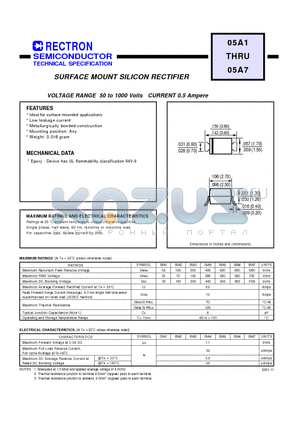 05A5 datasheet - SURFACE MOUNT SILICON RECTIFIER