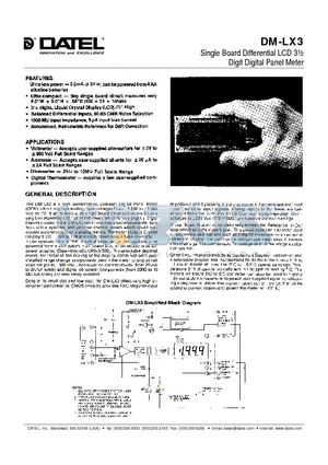 DM-LX3-1 datasheet - Single Board Differential LCD 3m Digit Digital Panel Meter