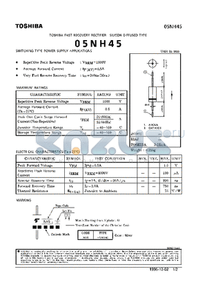 05NH45 datasheet - FAST RECOVERY (SWITCHING TYPE POWER SUPPLY APPLICTIONS)
