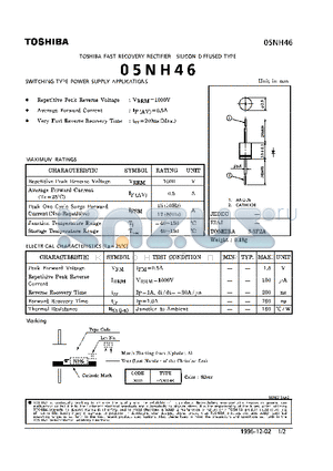 05NH46 datasheet - FAST RECOVERY (SWITCHING TYPE POWER SUPPLY APPLICATIONS)
