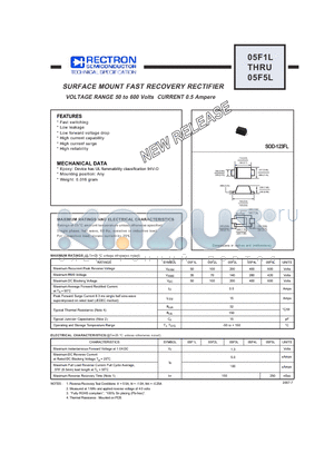 05F3L datasheet - SURFACE MOUNT FAST RECOVERY RECTIFIER VOLTAGE RANGE 50 to 600 Volts CURRENT 0.5 Ampere