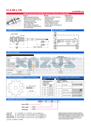 55075-00-01-A datasheet - Geartooth Hall Effect Sensor Features and Benefits