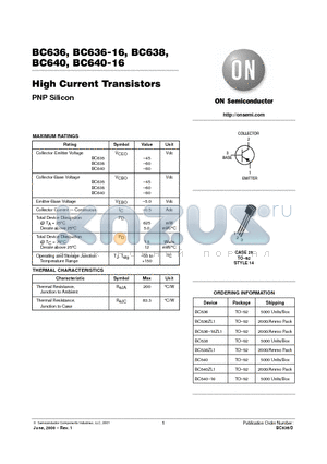 BC636 datasheet - High Current Transistors