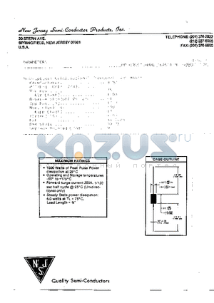 1N6292 datasheet - UNIDIRECTIONAL TRANSIENT SUPPRESSOR