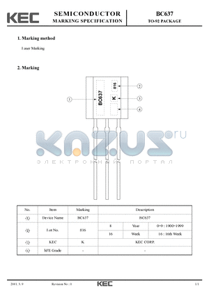 BC637 datasheet - TO-92 PACKAGE