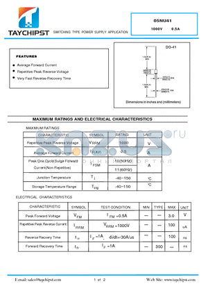 05NU41 datasheet - SWITCHING TYPE POWER SUPPLY APPLICATION