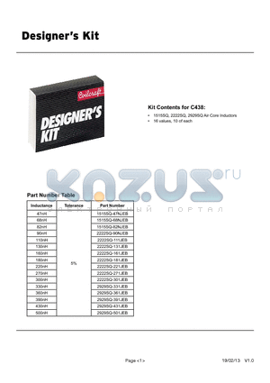 2929SQ-361JEB datasheet - 1515SQ, 2222SQ, 2929SQ Air Core Inductors 16 values, 10 of each