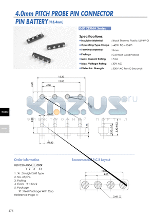 060125MA datasheet - 4.0mm PITCH PROBE PIN CONNECTOR PIN BATTERY