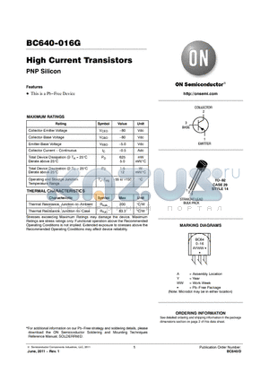 BC640-016G datasheet - High Current Transistors