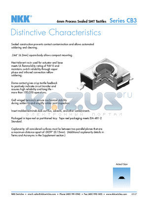 CB315FP-R datasheet - 6mm Process Sealed SMT Tactiles