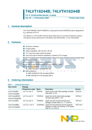 74LVT16244BBQ datasheet - 3.3 V 16-bit buffer/driver; 3-state