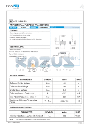 BC807-25 datasheet - PNP GENERAL PURPOSE TRANSISTORS