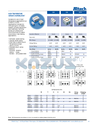 CB4 datasheet - HIGH TEMPERATURE CERAMIC EUROBLOCKS