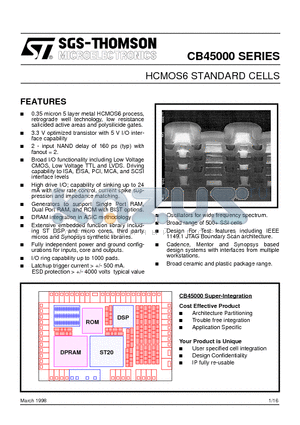 CB45000 datasheet - HCMOS6 STANDARD CELLS